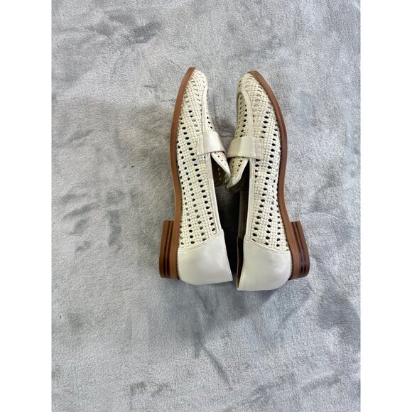 Franco Sarto shoes Women's 8M Halton 2 off white weave flats loafers - Picture 8 of 9